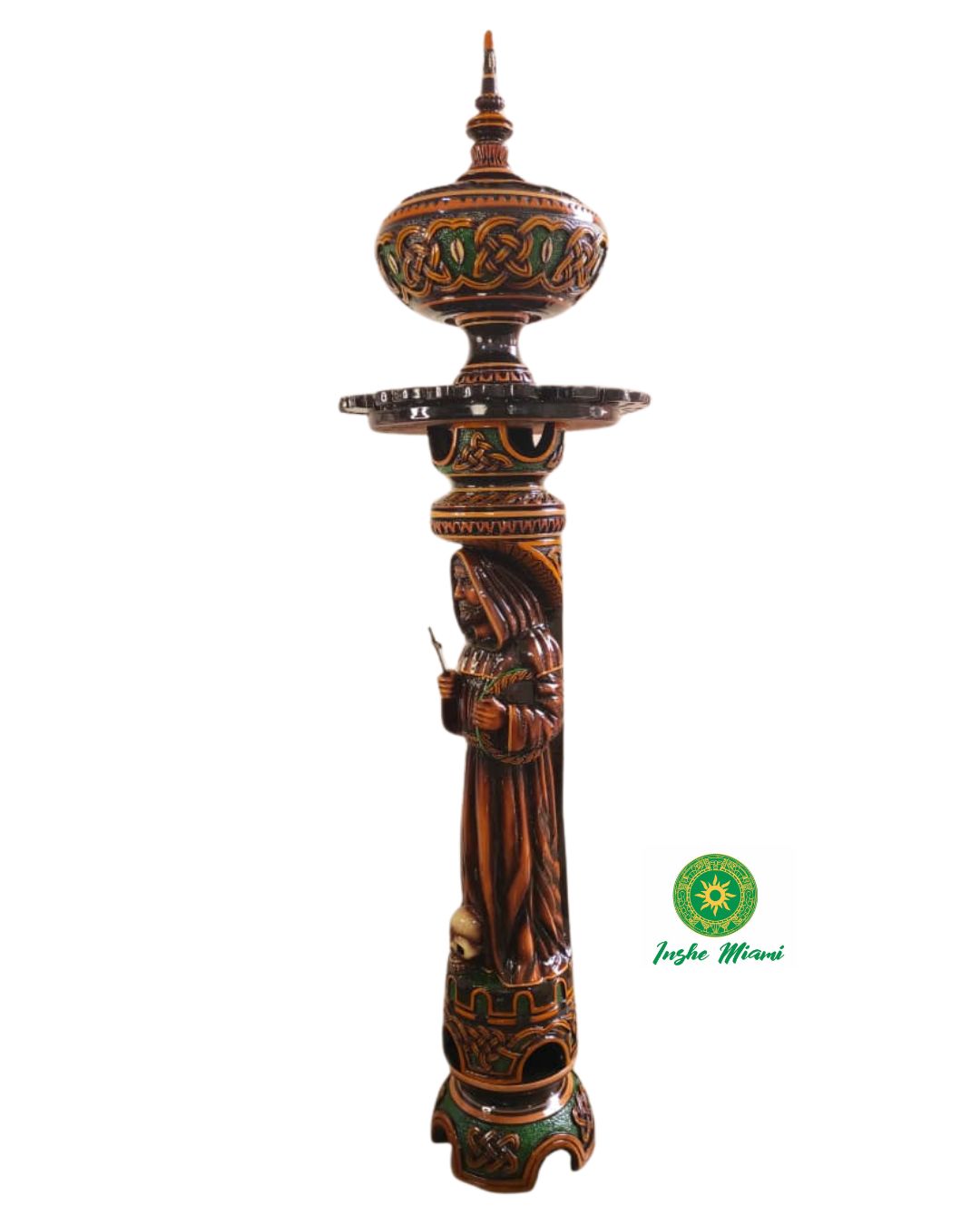 Mahogany Carved Ifa Set with Saint Francis of Assisi – African Sacred Art | Inshe Miami