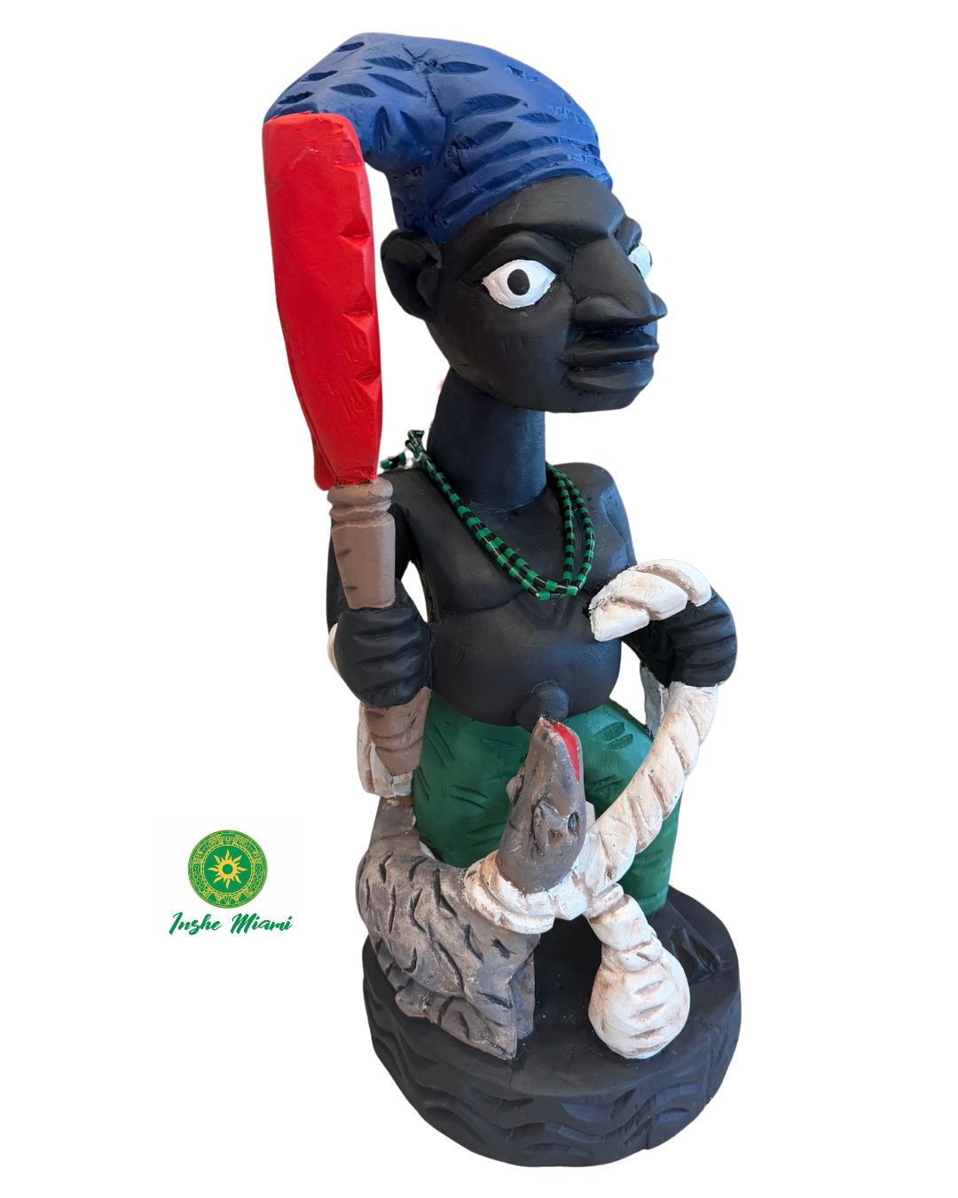 Ogun Lakaye 23” en Madera Tallada a Mano – Ícono de Ogun Tradicional Yoruba – Escultura Ritual Africana Tradicional