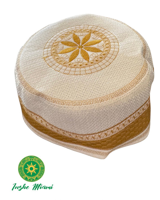 WHITE AND GOLDEN HAT