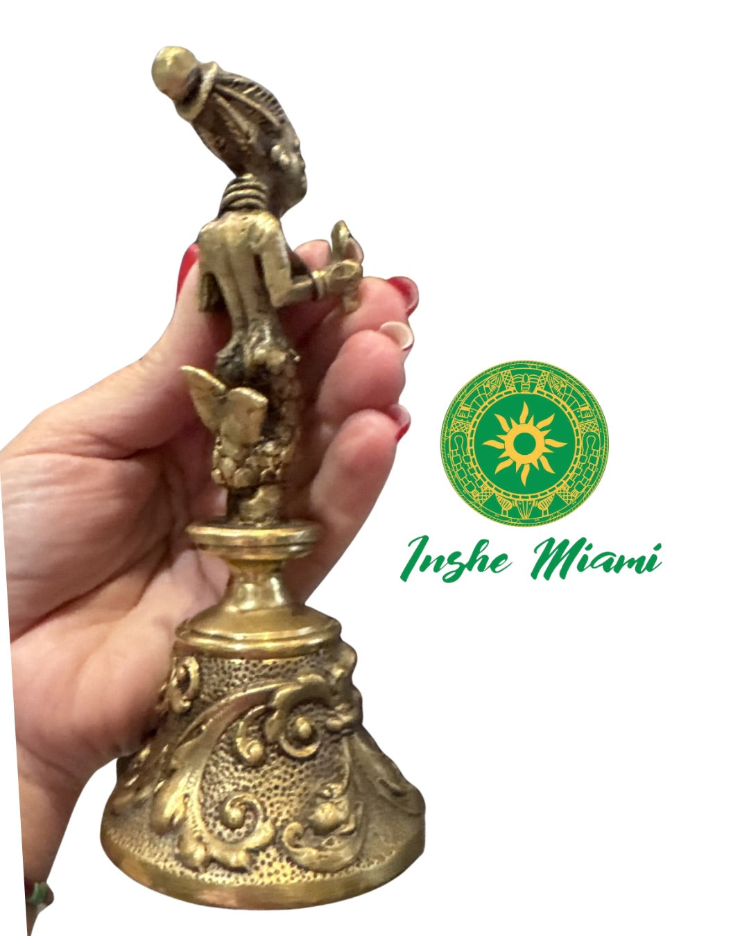 Iroke Ide de Bronce con Figura Sirena – Campana Tradicional Artesanal
