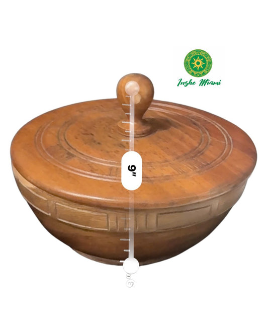 Batea Tallada de Madera 12” – Recipiente Artesanal Rústico para Altar y Uso Espiritual