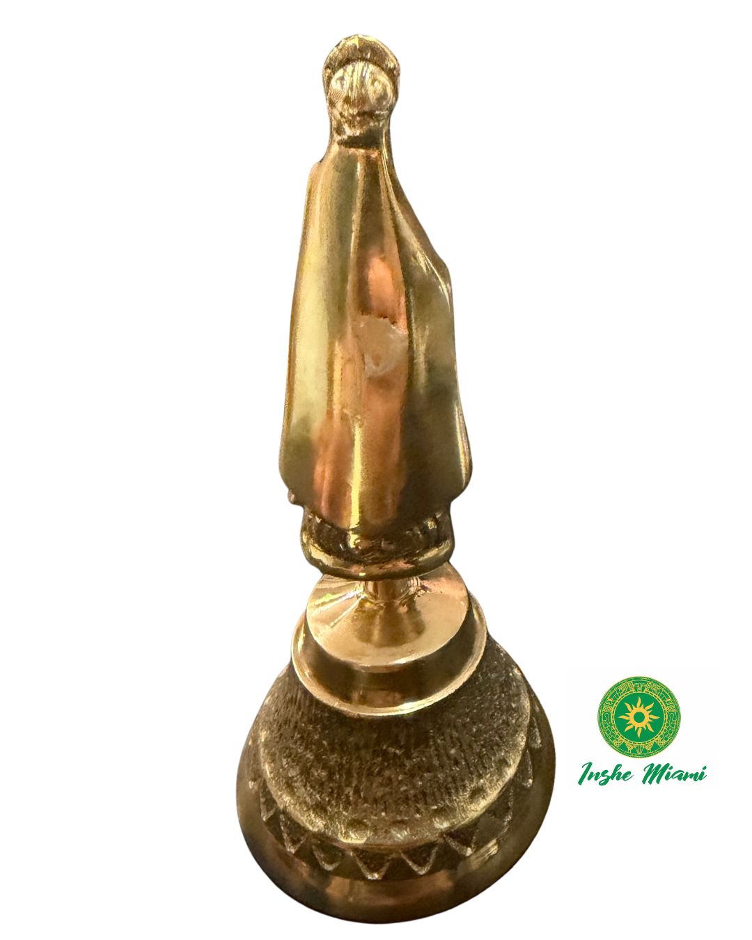 Campana de Oshun en Bronce con Virgen de la Caridad del Cobre – Campana Ritual Yoruba para Altar, Santería y Orishas – Herramienta Espiritual para Llamar a Oshun – 6.5”