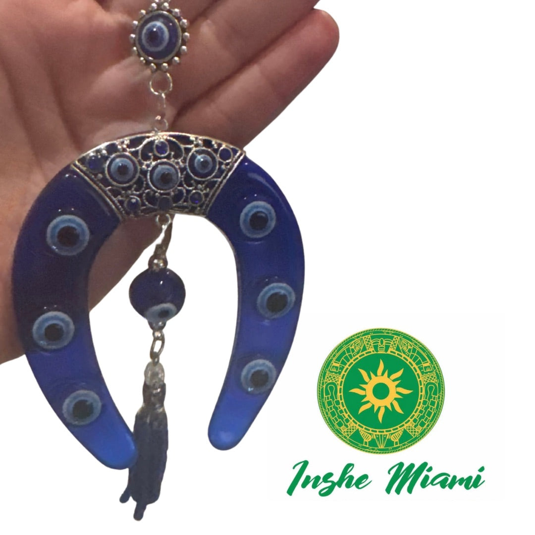 Colgante Azul con Ojitos y Herradura – 9.5"