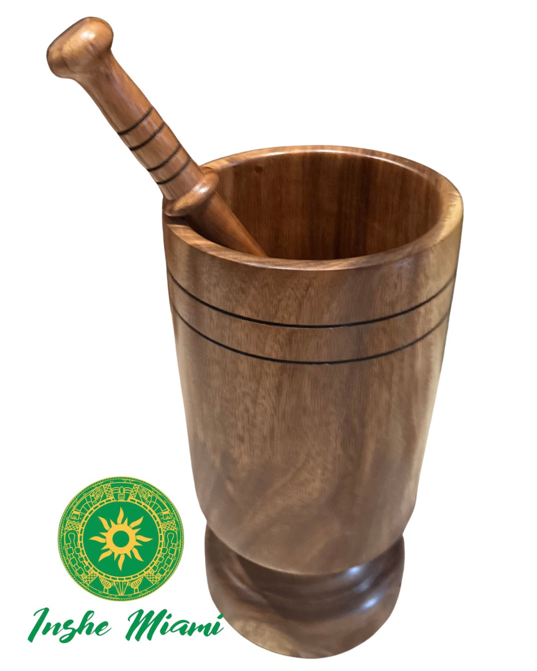 Mortero de Madera Grande 18" – Pilón Tradicional Hecho a Mano | Inshe Miami