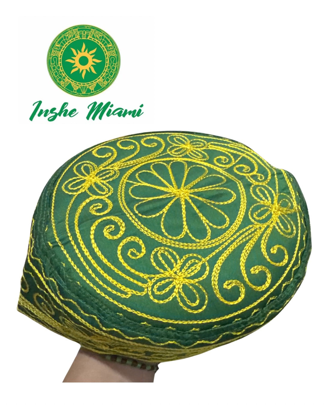 Gorro Verde y Amarillo Bordado