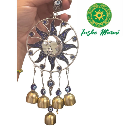 Colgante Sol, Luna, Estrellas y Ojo con Cascabeles – 11"
