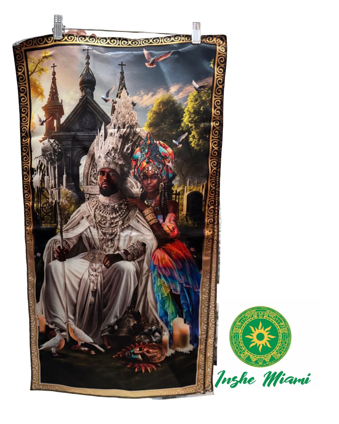 Tapiz de 2 Orichas Juntos 28" x 18" (Elije el Santos )