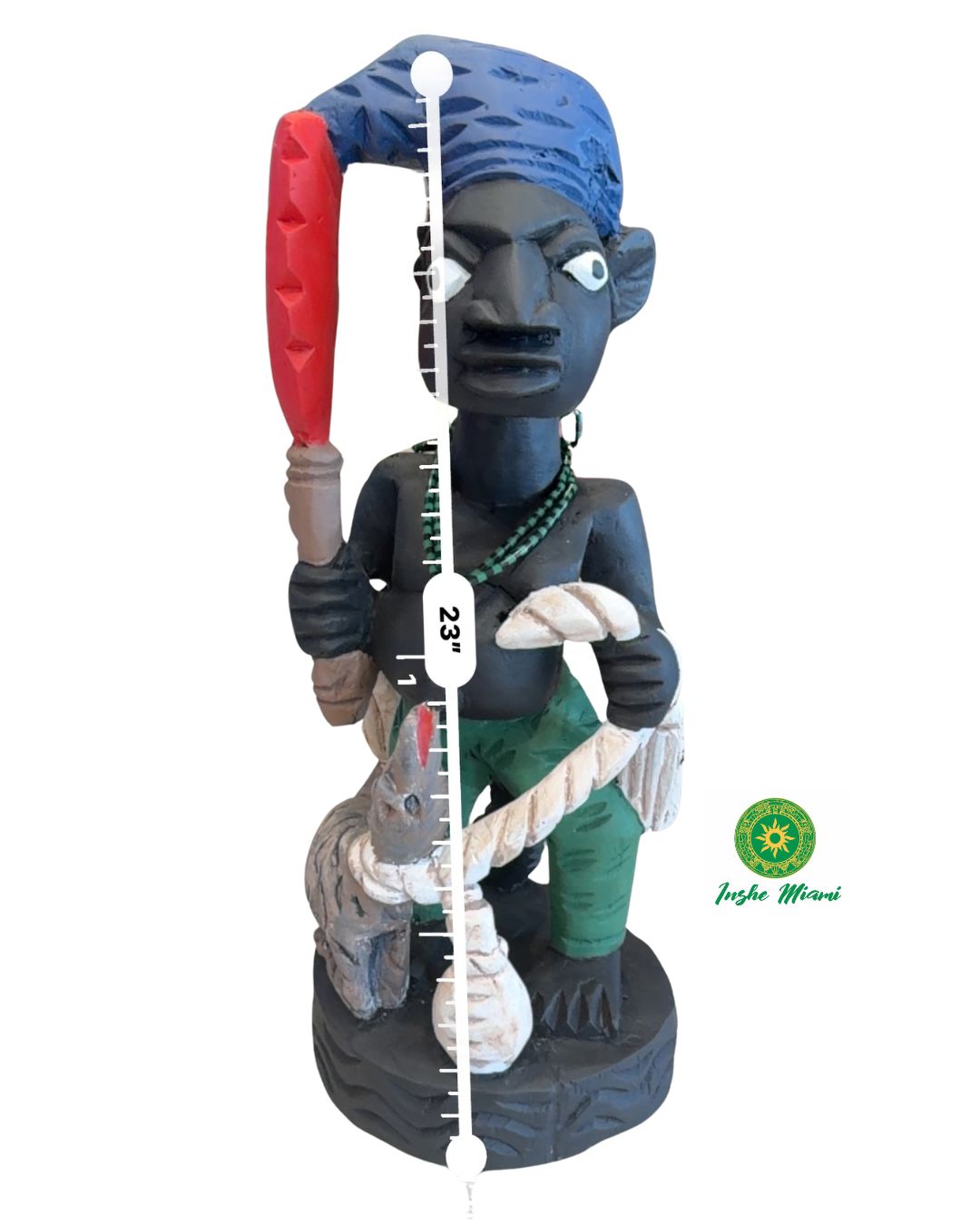 Ogun Lakaye 23” en Madera Tallada a Mano – Ícono de Ogun Tradicional Yoruba – Escultura Ritual Africana Tradicional