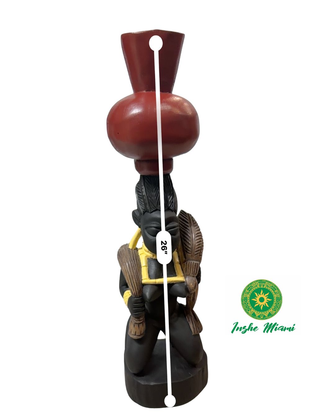 Icono de Oshun Tallada en Madera 26” – Escultura Yoruba de Osun/Ochún