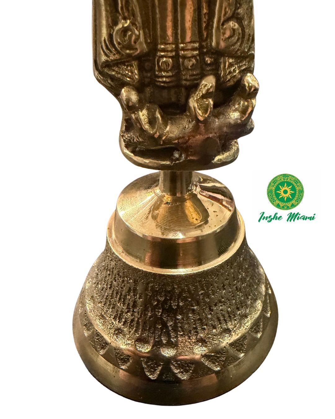 Campana de Oshun en Bronce con Virgen de la Caridad del Cobre – Campana Ritual Yoruba para Altar, Santería y Orishas – Herramienta Espiritual para Llamar a Oshun – 6.5”
