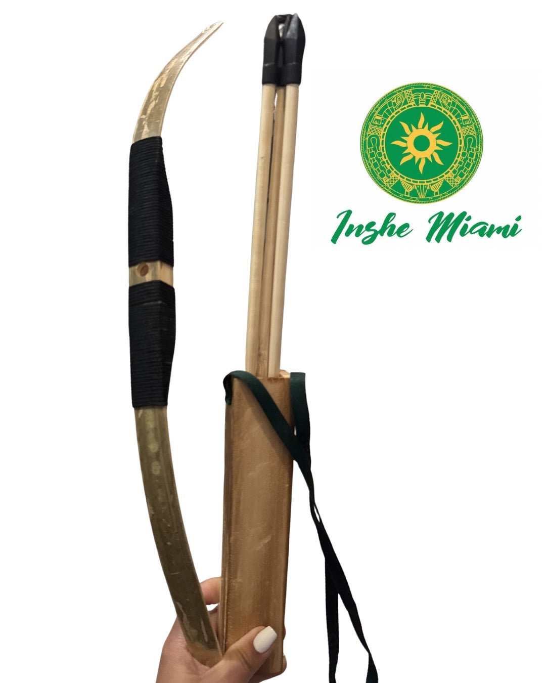 Arco y Flecha de Madera 25" | Artesanal | Para Oshosi, Altares y Decoración | Inshe Miami