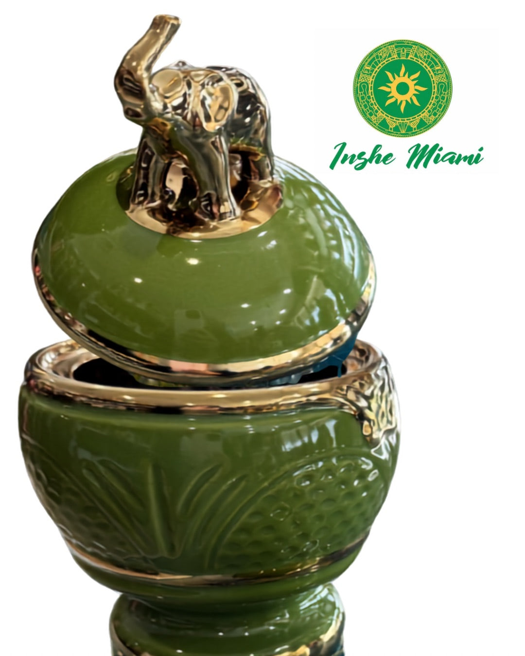 Pozuelo Verde y Dorado con Elefante