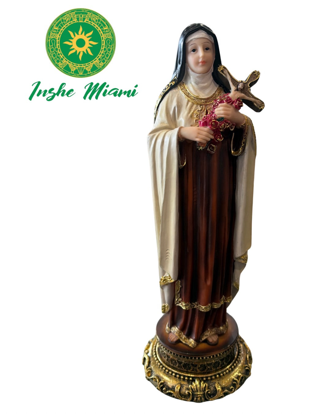 Imagen de Santa Teresita con Brillo 12”–13” | Estatua Religiosa | Inshe Miami
