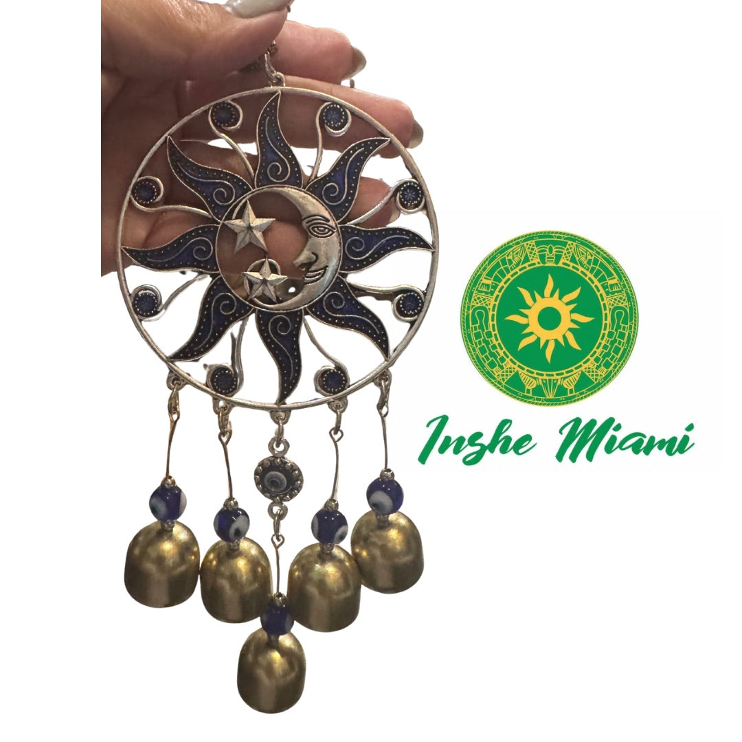 Colgante Sol, Luna, Estrellas y Ojo con Cascabeles – 11"