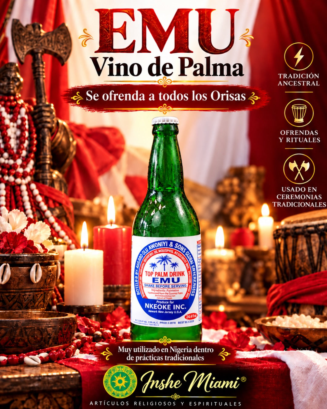 Emu (Palm Wine) 40.1 oz – Traditional Ritual Use | Inshe Miami