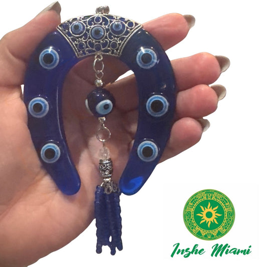 Colgante Azul con Ojitos y Herradura – 9.5"
