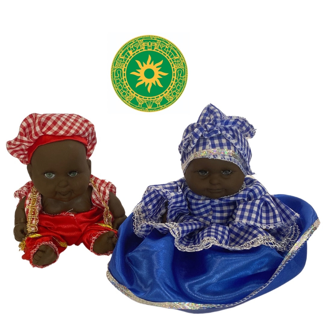Muñecos de Ibeyi 6" (Jimaguas) Rojo y Azul Guinga