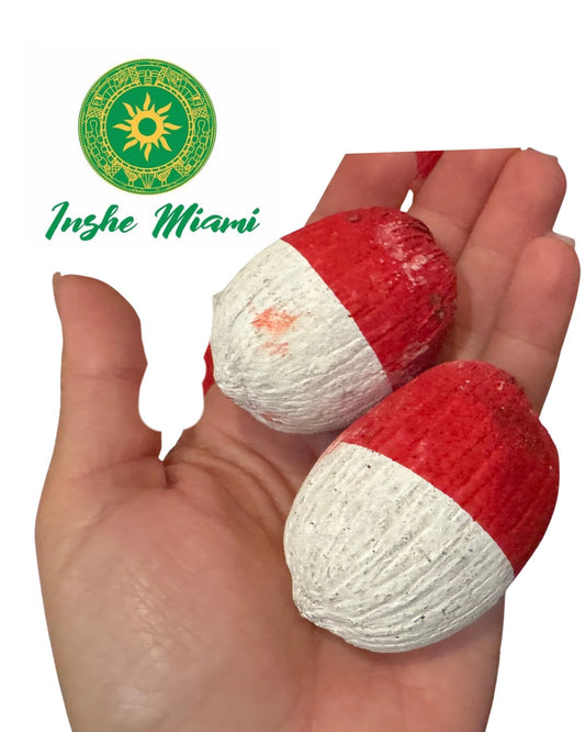 Cocos Chicos 2" Pintados para Orisha Oko – Set de 2 Rojo y Blanco | Inshe Miami