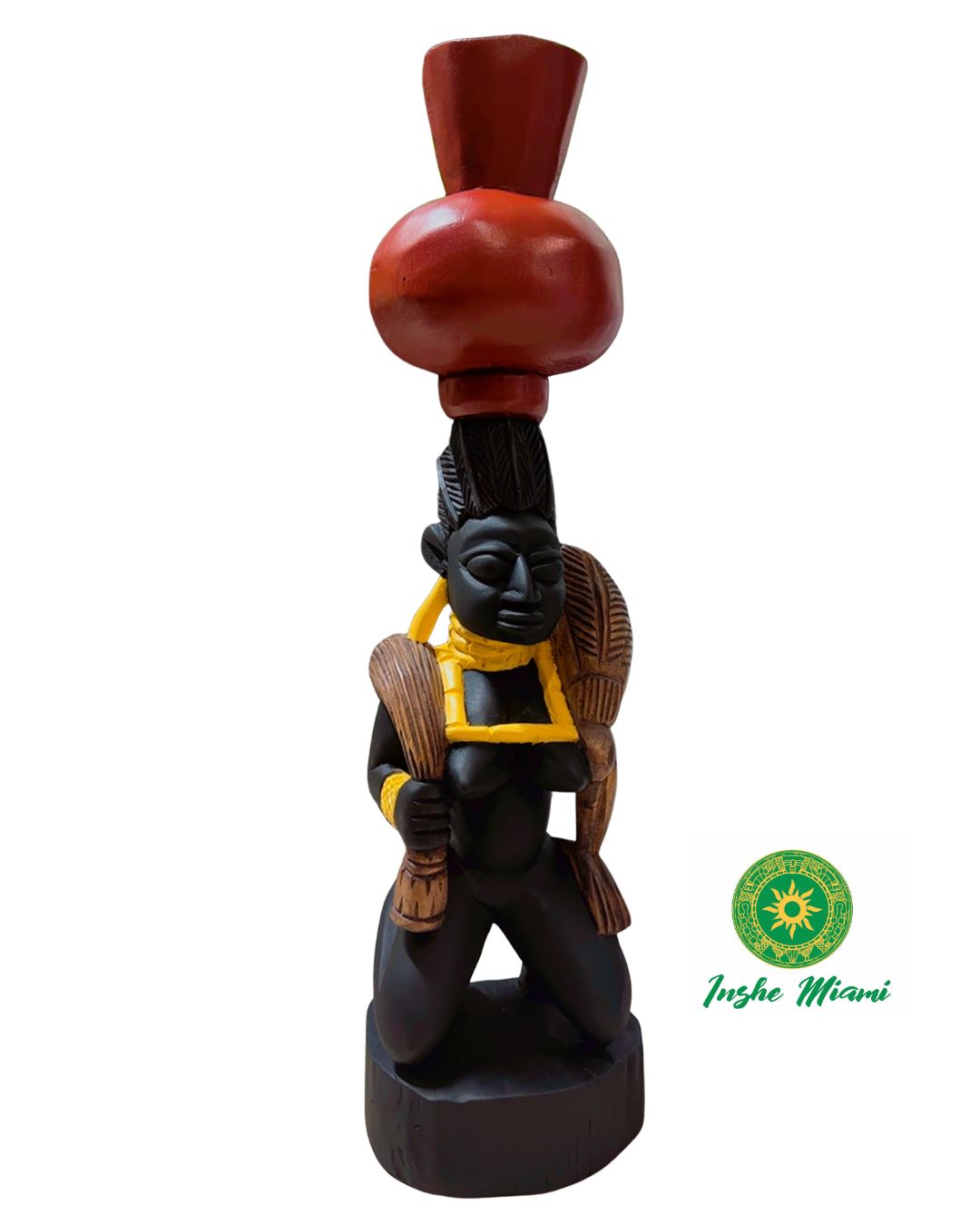 Icono de Oshun Tallada en Madera 26” – Escultura Yoruba de Osun/Ochún