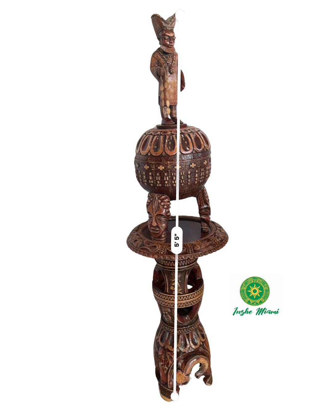 Set Trono de Ifa en Caoba con Orunmila y 16 Mejis Tallados | Set Completo de Ifa