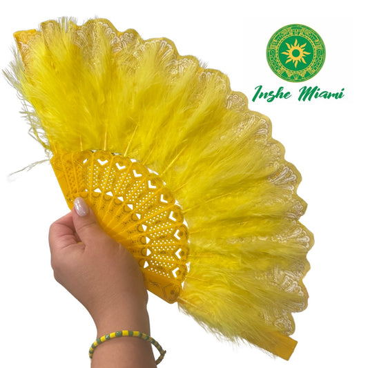Yellow Fan with Feather - Yellow Fan with Feather