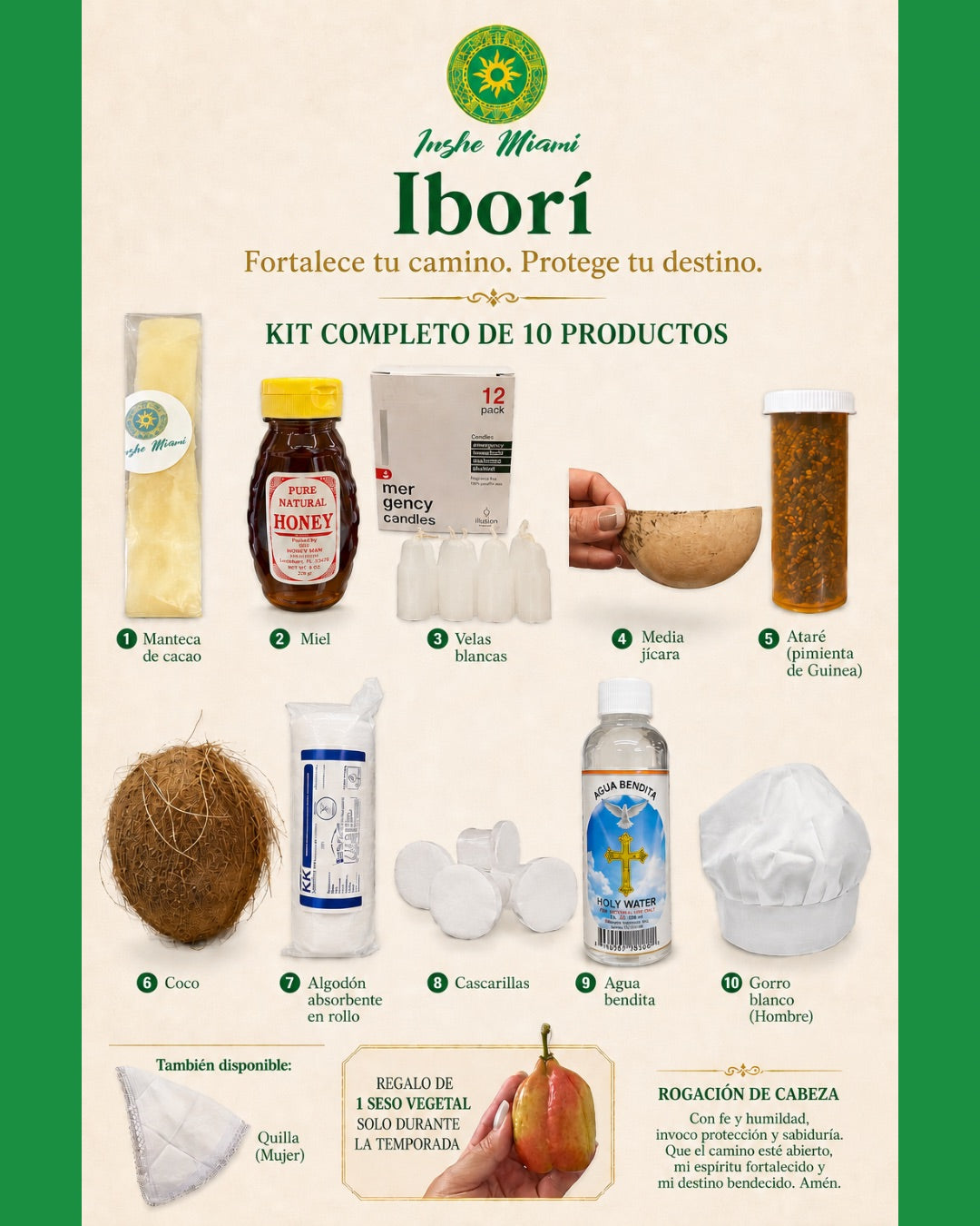 Set Basico para Rogacion de Cabeza Ibori| Implementos Tradicionales Ifa, Yoruba y Santeria | Inshe Miami