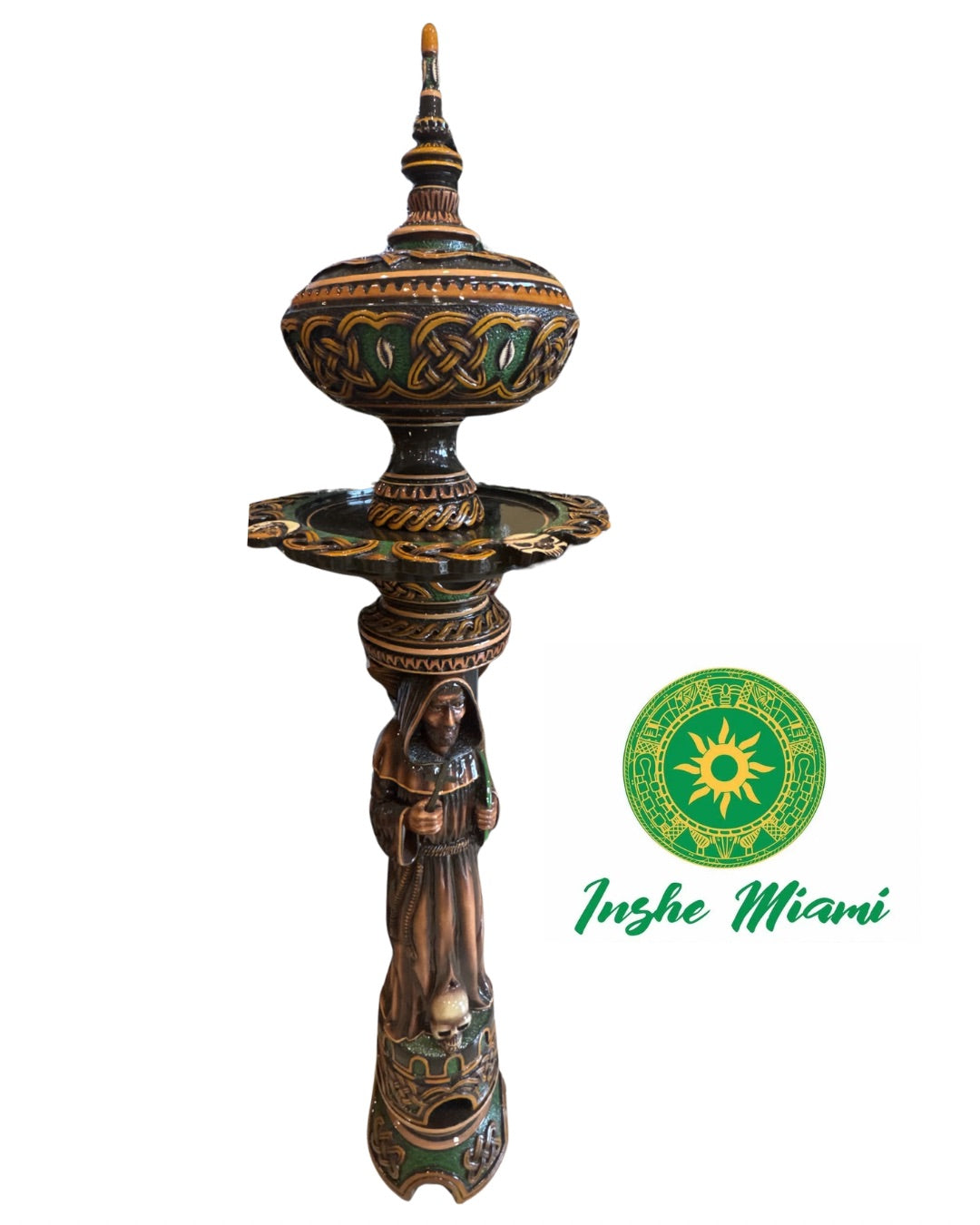 Mahogany Carved Ifa Set with Saint Francis of Assisi – African Sacred Art | Inshe Miami