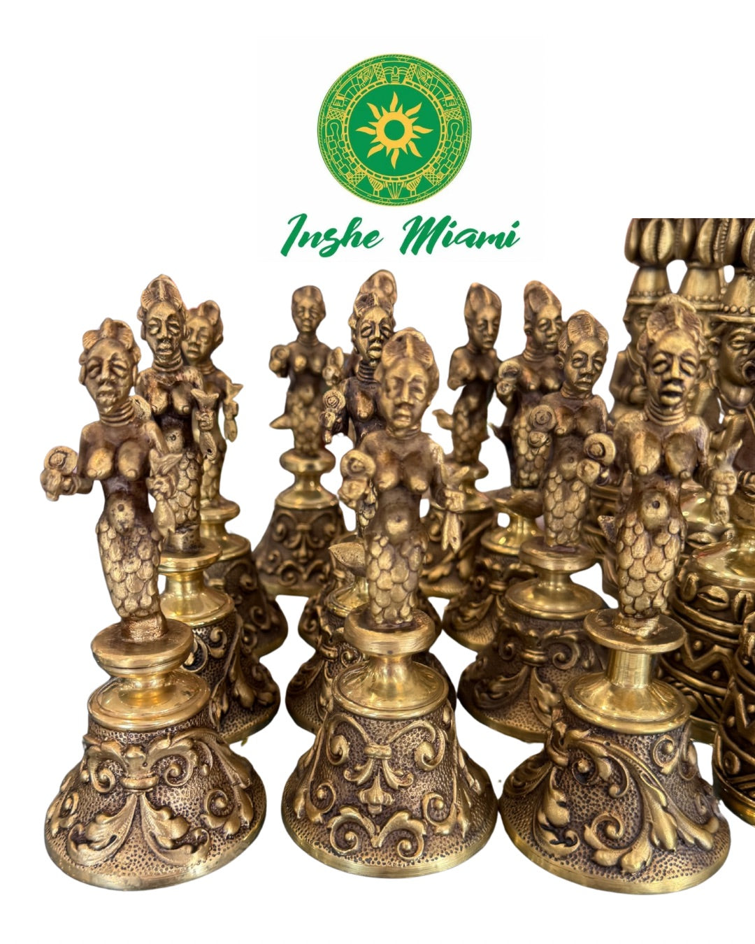 Iroke Ide de Bronce con Figura Sirena – Campana Tradicional Artesanal