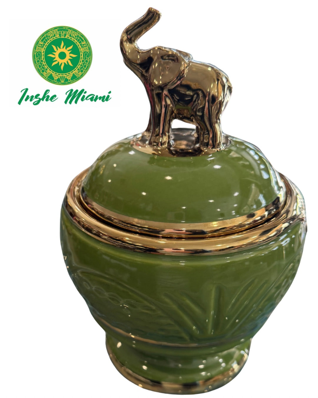 Pozuelo Verde y Dorado con Elefante