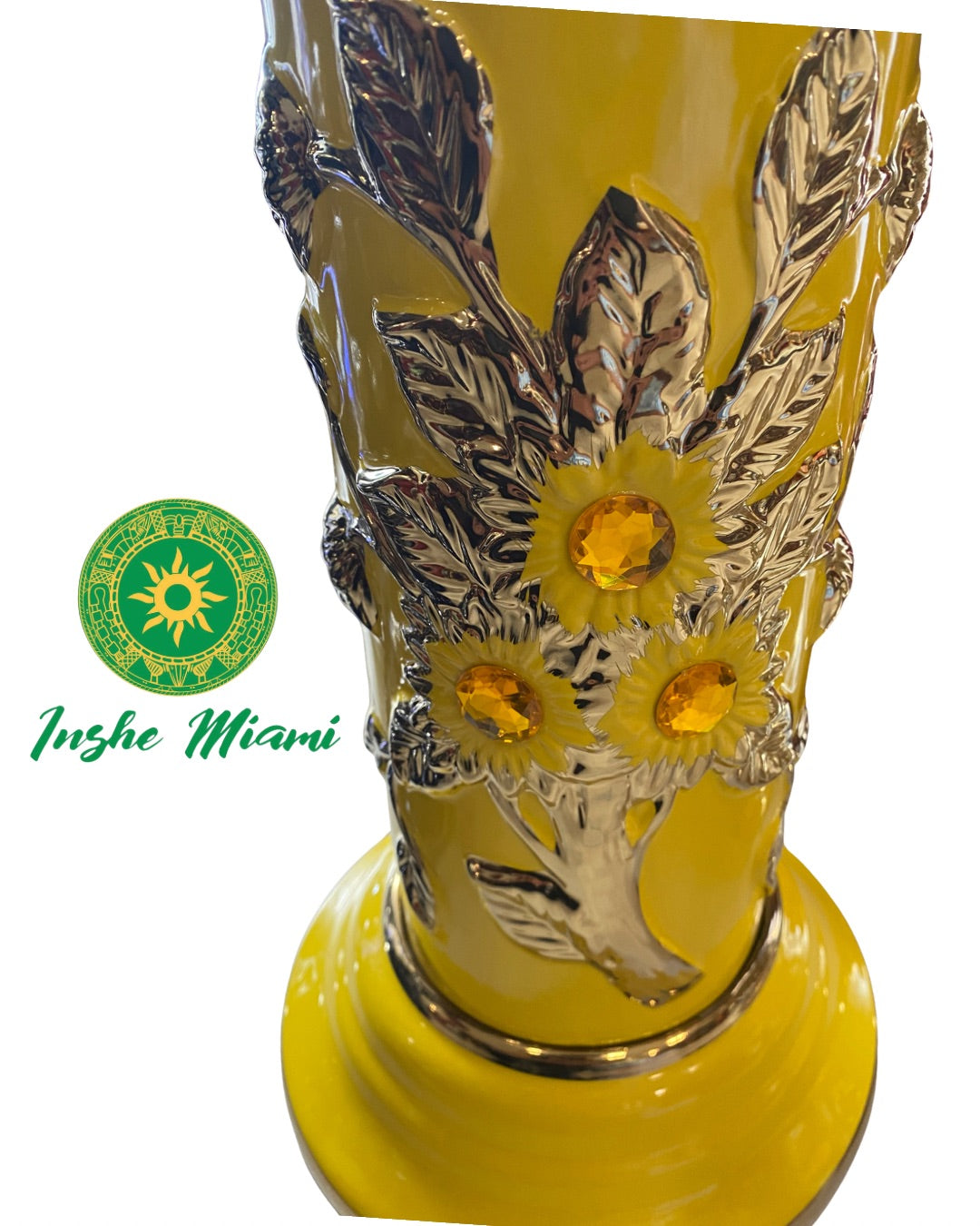 Pedestal Columna Decorativa con Flores 14” – Base para Santos y Soperas | Varios Colores | Inshe Miami