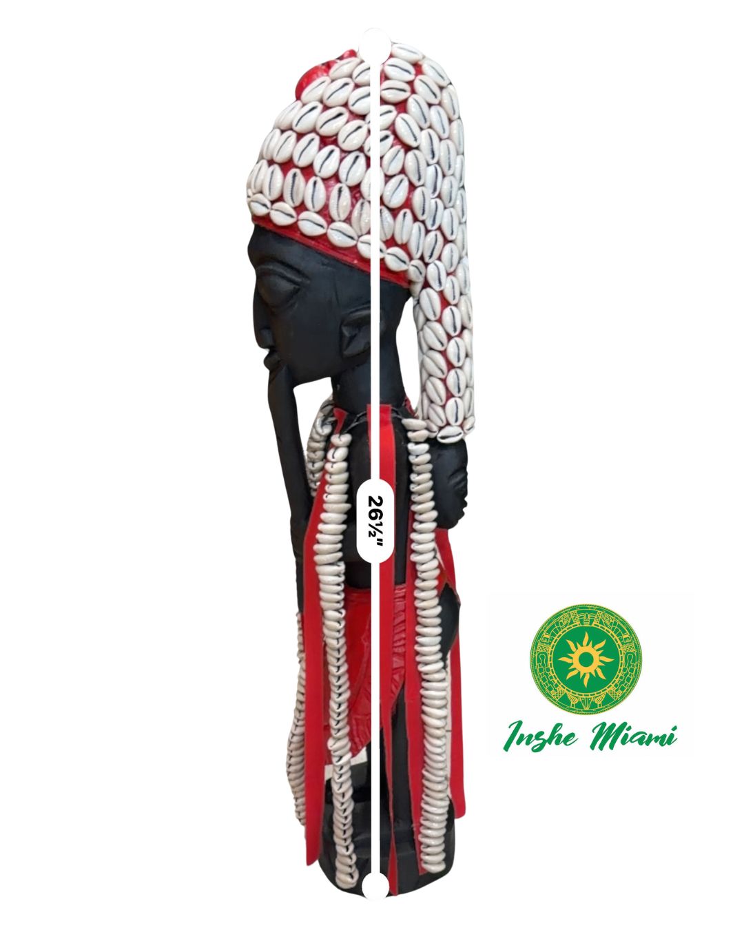 Icono de Esu Tallado en Madera Yoruba 26" con 256+ Caracoles – Arte Ritual Tradicional Africano | Inshe Miami