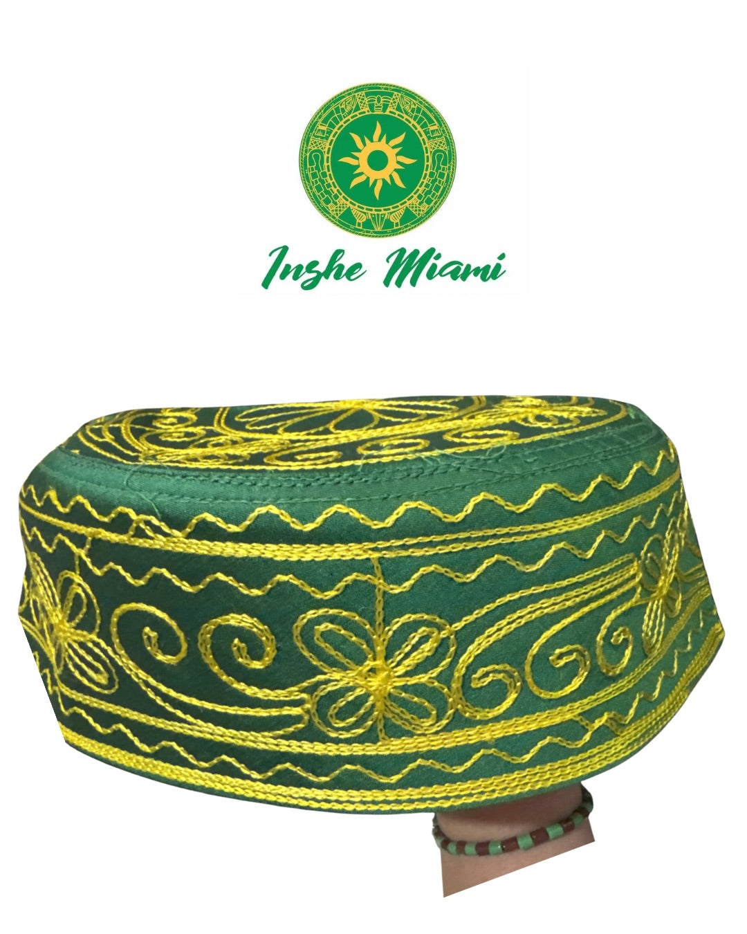 Gorro Verde y Amarillo Bordado