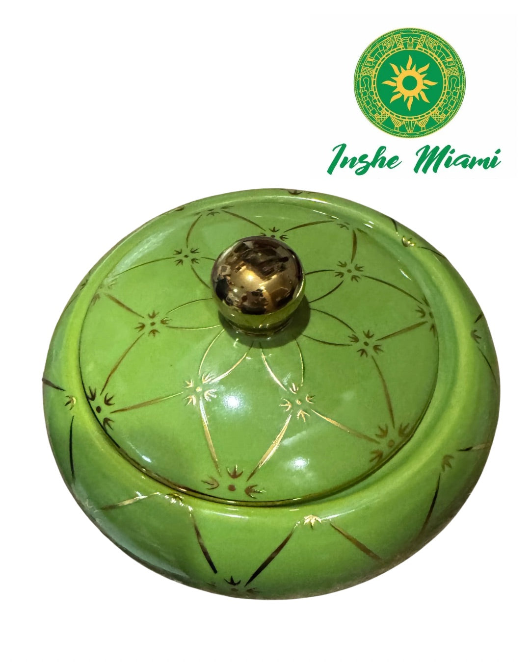 GREEN POUCH WITH PEARLS 5”