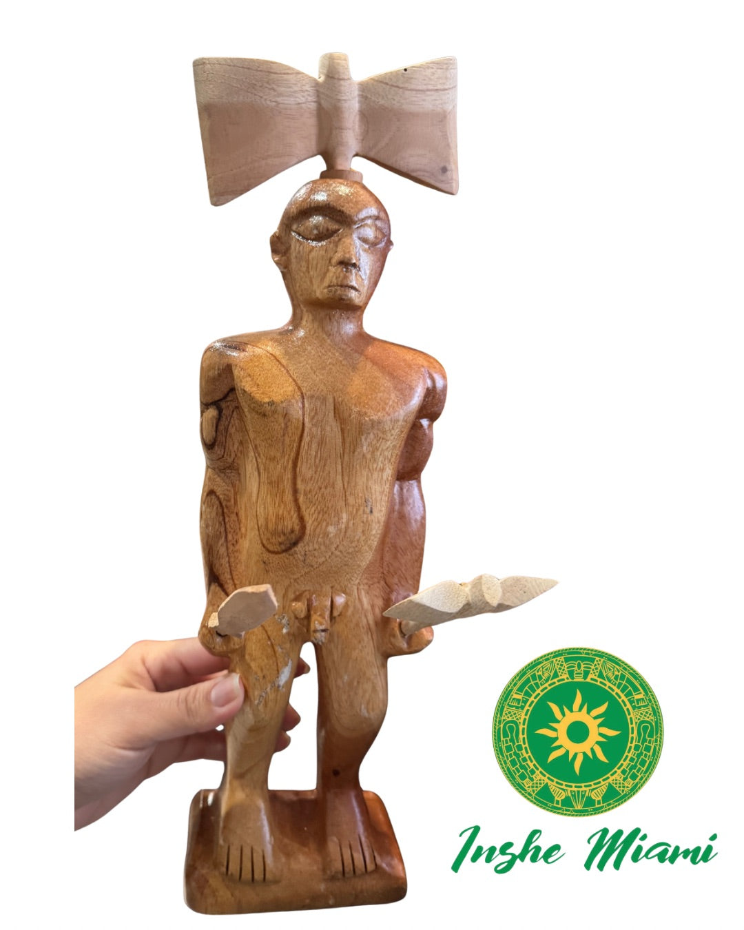 Muñeco de Madera Oshe Changó 16” – Figura Tradicional Yoruba | Agborán Artesanal (Modelos Variables)