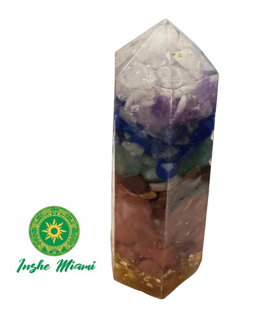 Punta de Cristal Chakra 7 Colores con Piedras Naturales | Inshe Miami
