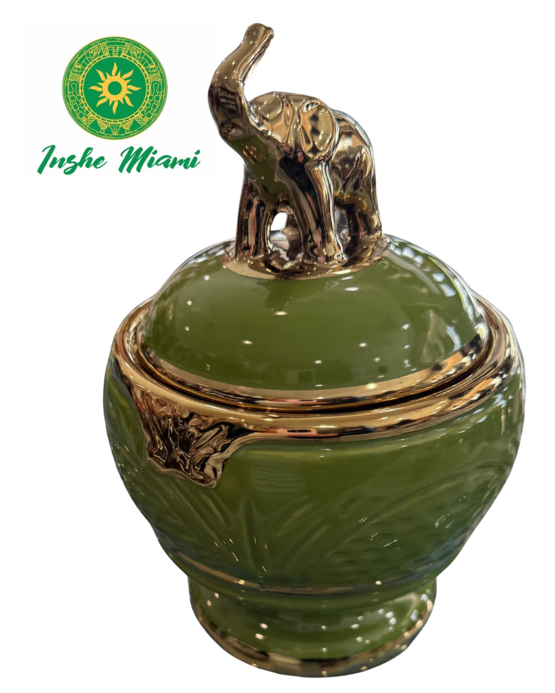 Pozuelo Verde y Dorado con Elefante