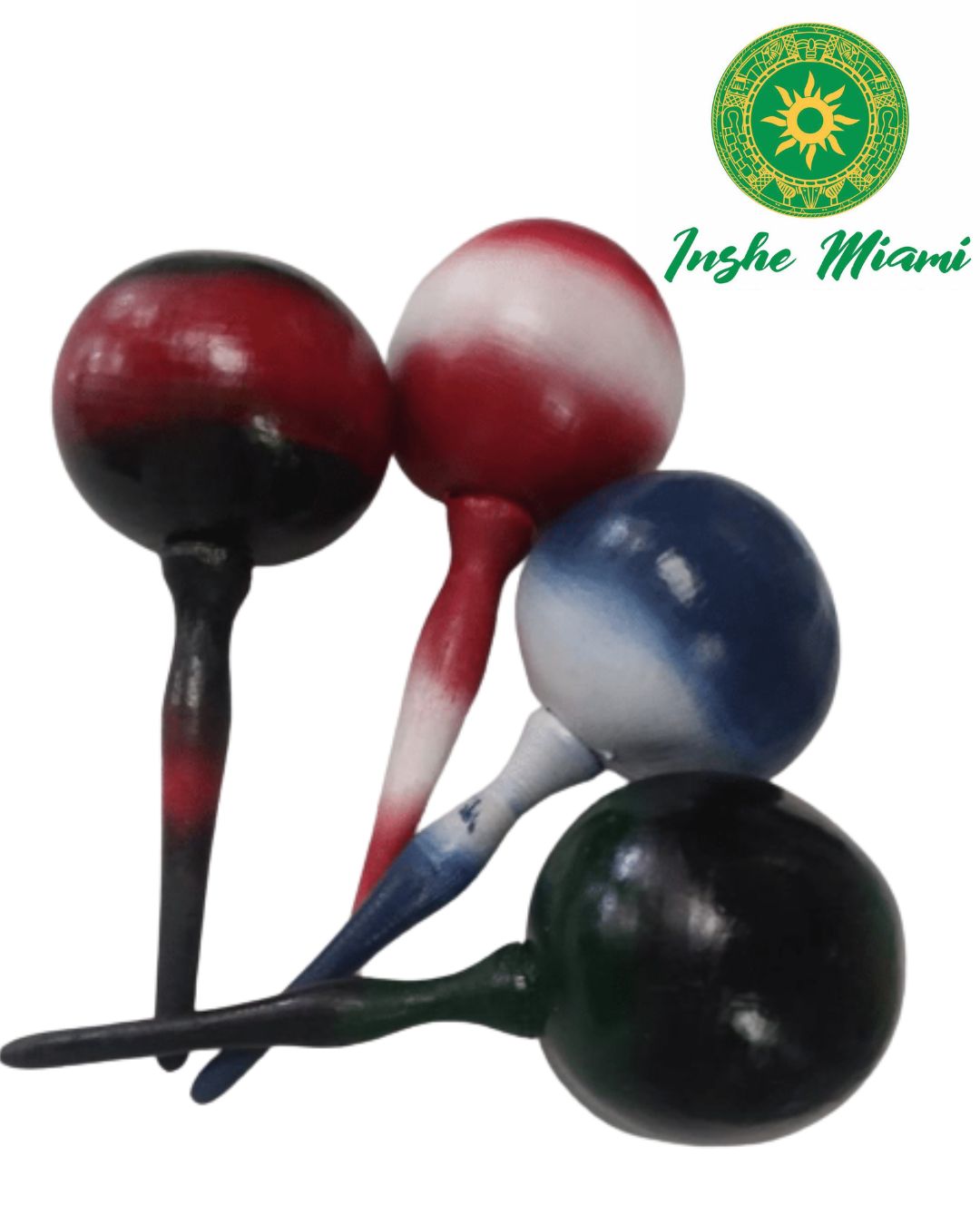 Painted Maracas for Orishas | Handmade | Eleggua, Chango, Yemaya and More | Inshe Miami