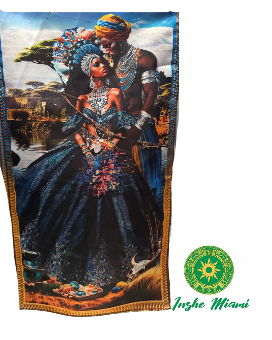 Tapiz de 2 Orichas Juntos 28" x 18" (Elije el Santos )