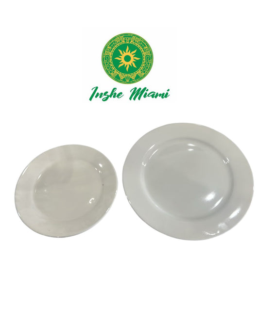 White Earthenware Plate for Offerings and Altars | Inshe Miami