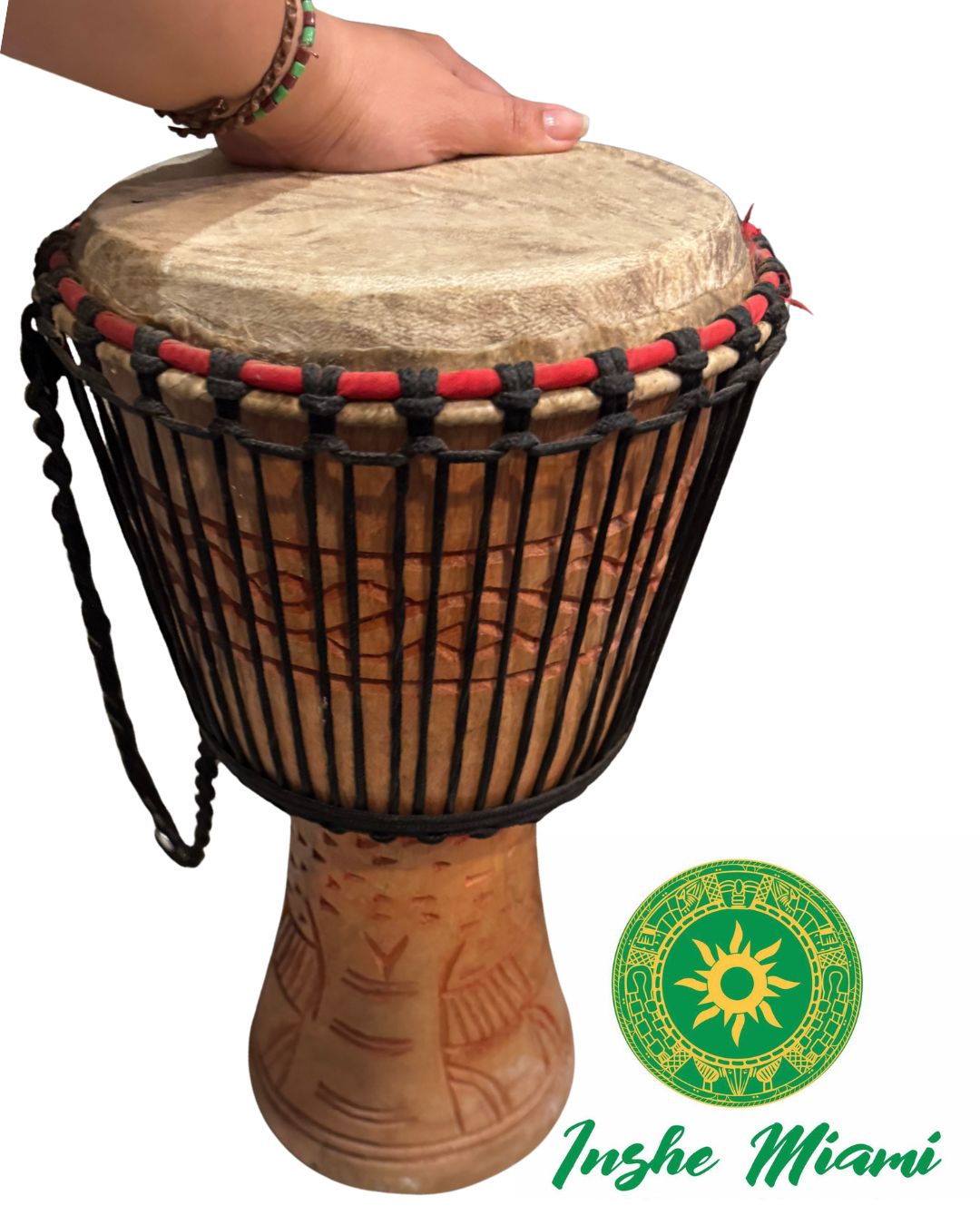 Tambor de Madera 19” x 10” – Tambor Artesanal Tradicional | Uso Espiritual y Decorativo