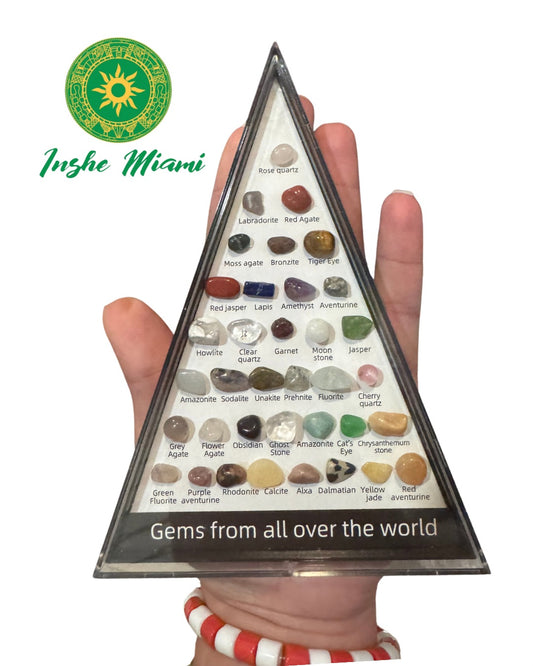 36 Natural Stones of the World Kit in Triangular Display | Inshe Miami