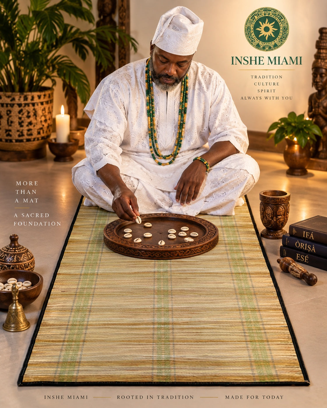 Estera Tradicional #2 de Flor de Agua 72” x 35” – Uso Religioso y Ceremonial | Inshe Miami