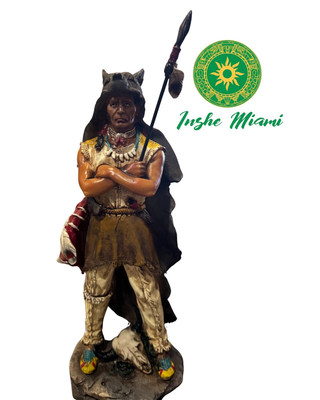 Estatua de Indio con Manos Cruzadas – Figura Espiritual 14 Pulgadas