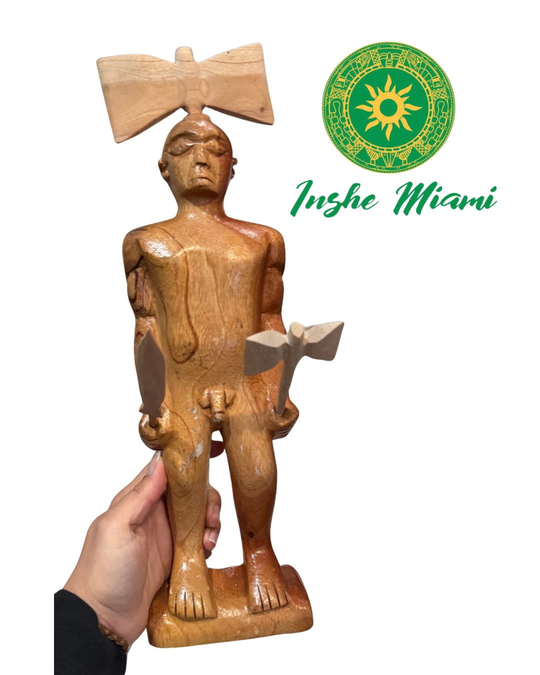 Muñeco de Madera Oshe Changó 16” – Figura Tradicional Yoruba | Agborán Artesanal (Modelos Variables)