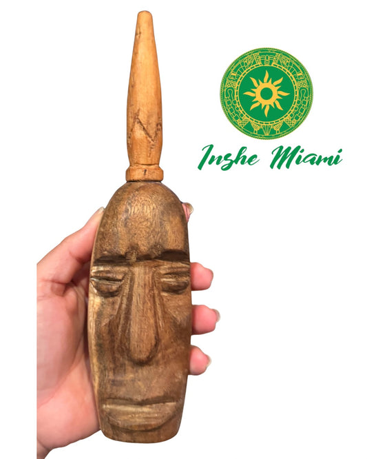 Elegua de Madera 8” – Agborán Tradicional Yoruba | Figura con Cavidad para Carga (Hecho a Mano)