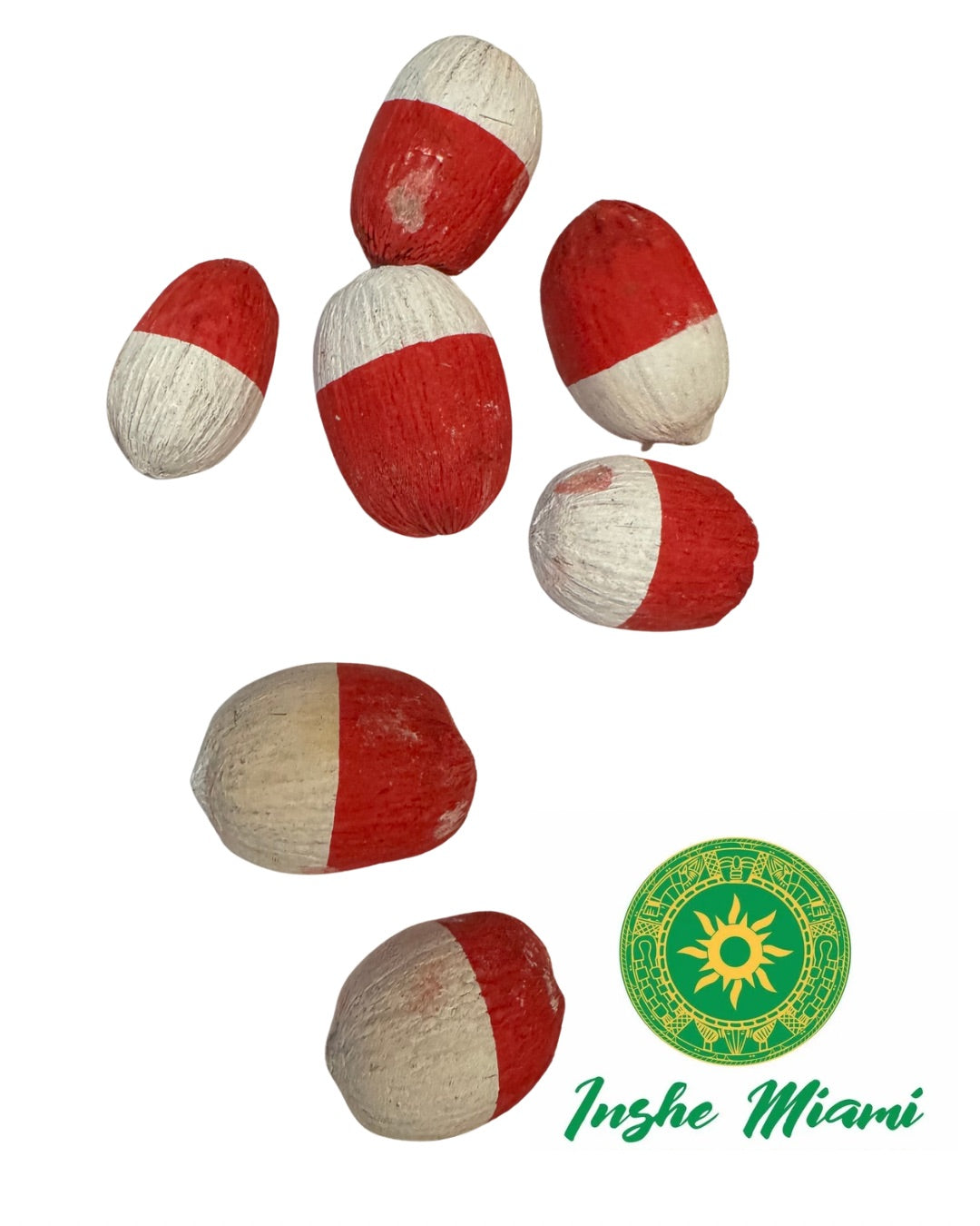 Cocos Chicos 2" Pintados para Orisha Oko – Set de 2 Rojo y Blanco | Inshe Miami