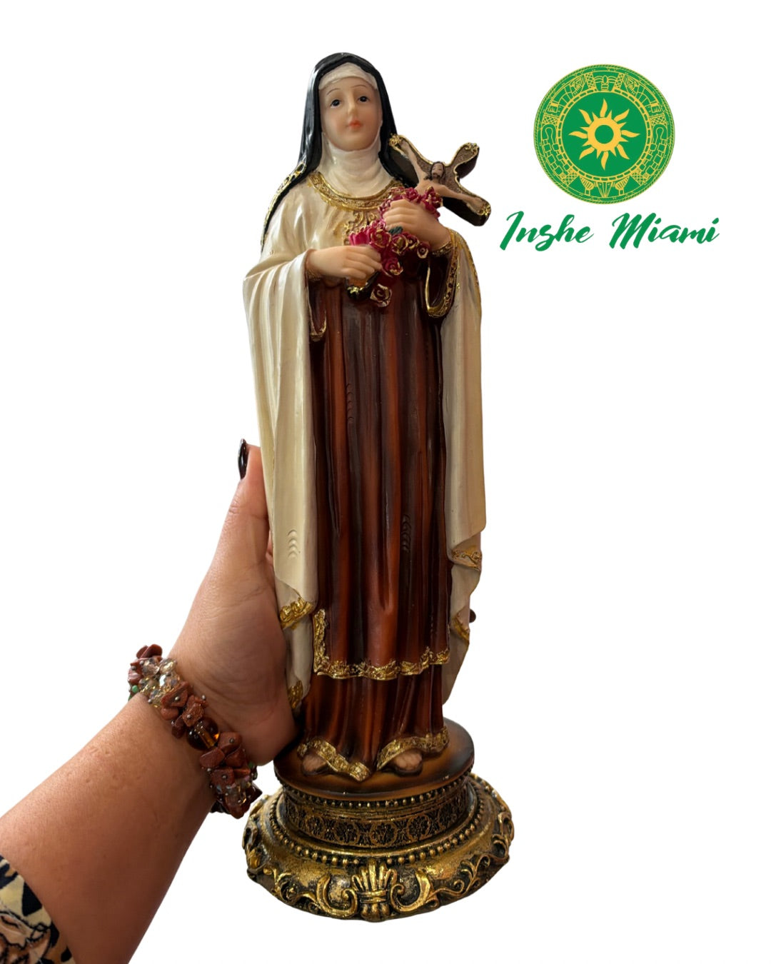 Imagen de Santa Teresita con Brillo 12”–13” | Estatua Religiosa | Inshe Miami