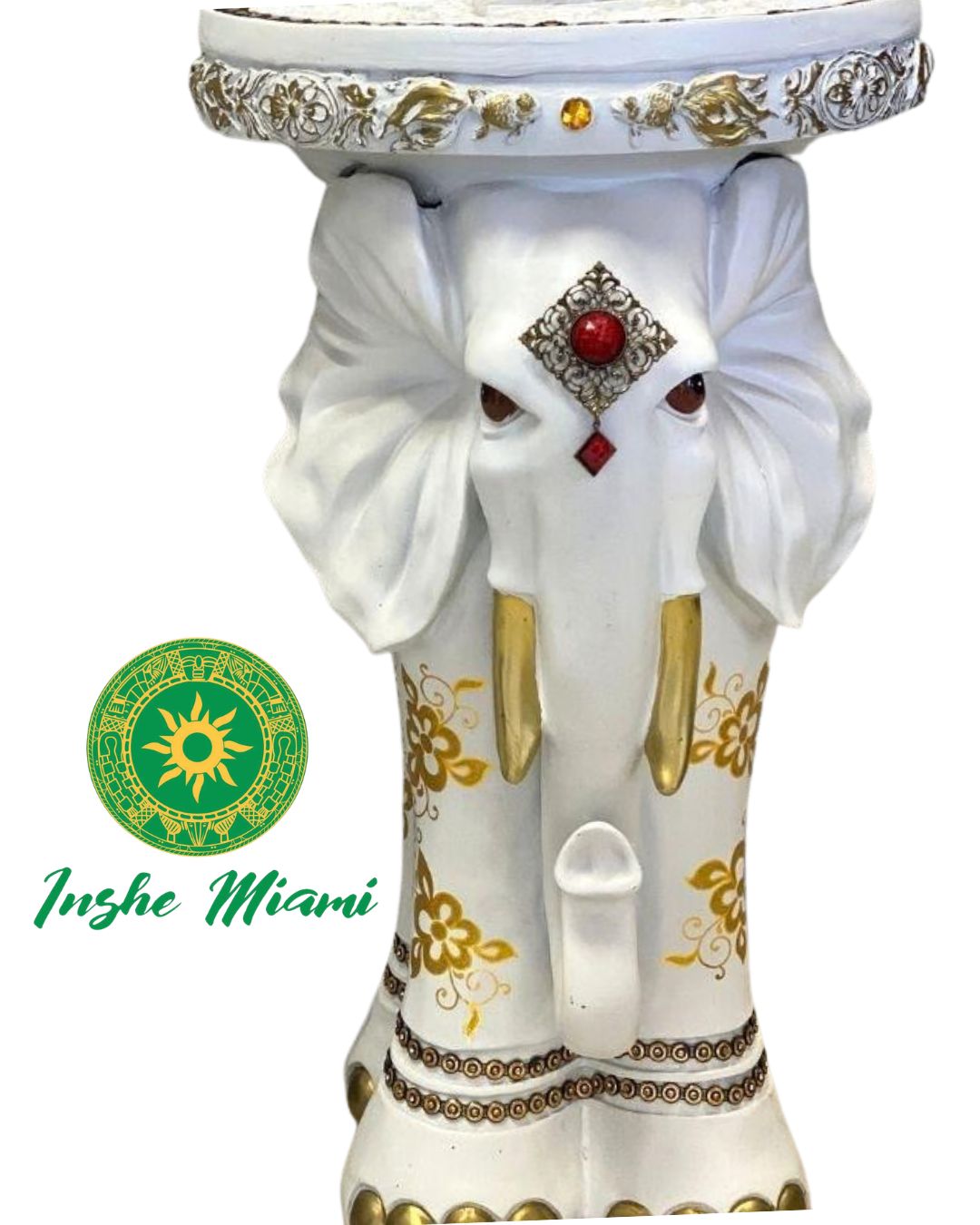 Pedestal Elefante 24” Blanco o Carmelita | Base Tradicional para Tablero y Batea de Orula