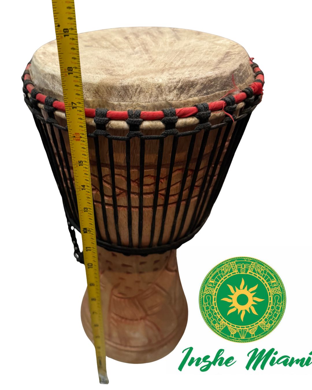 Tambor de Madera 19” x 10” – Tambor Artesanal Tradicional | Uso Espiritual y Decorativo