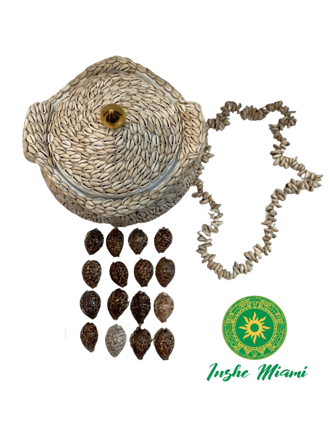 Set Ajé Forrado en Caracoles – Sopera, Collar y 16 Caracoles Tigres | Inshe Miami